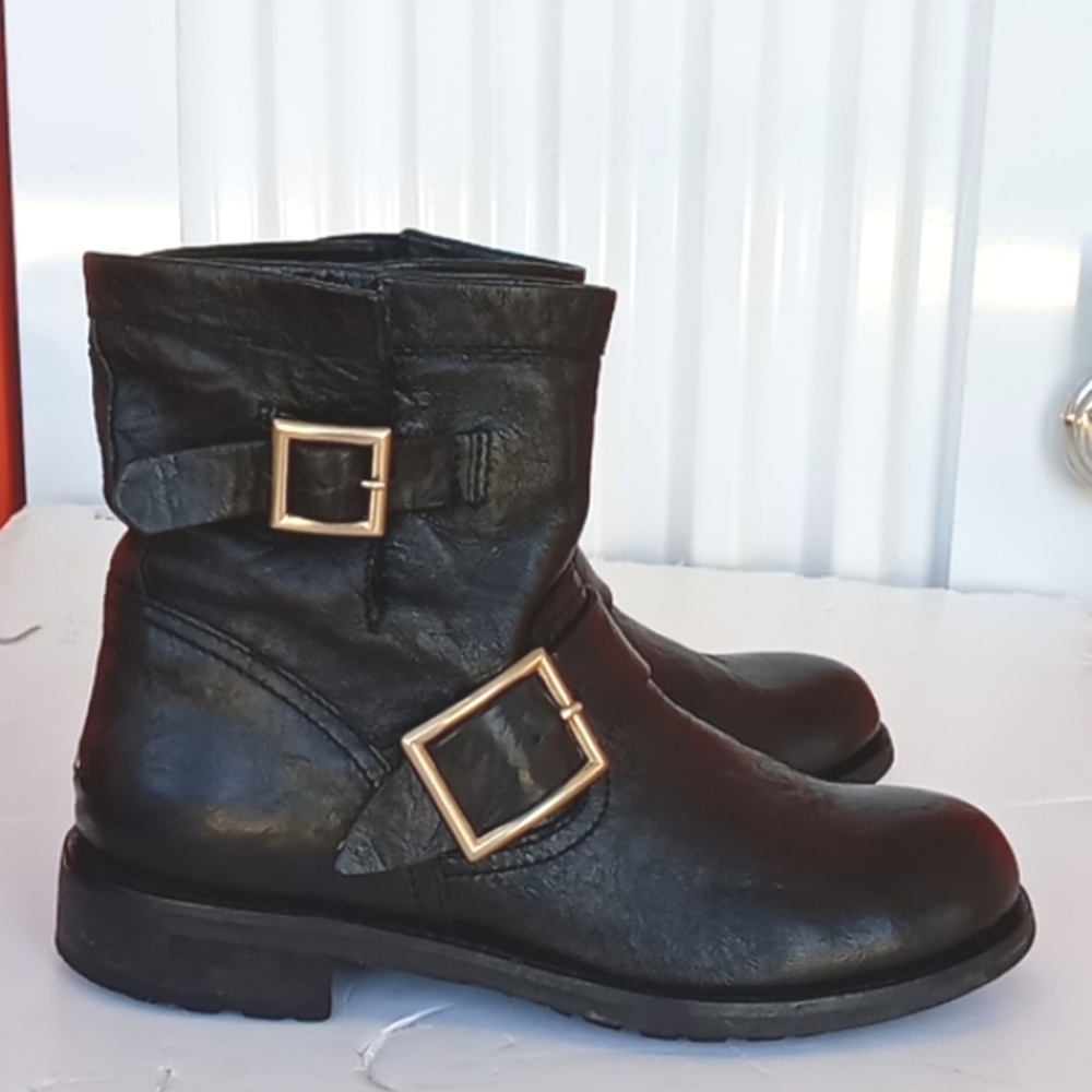 Jimmy Choo Buckled leather ankle boots sz 36.5 made in Italy
